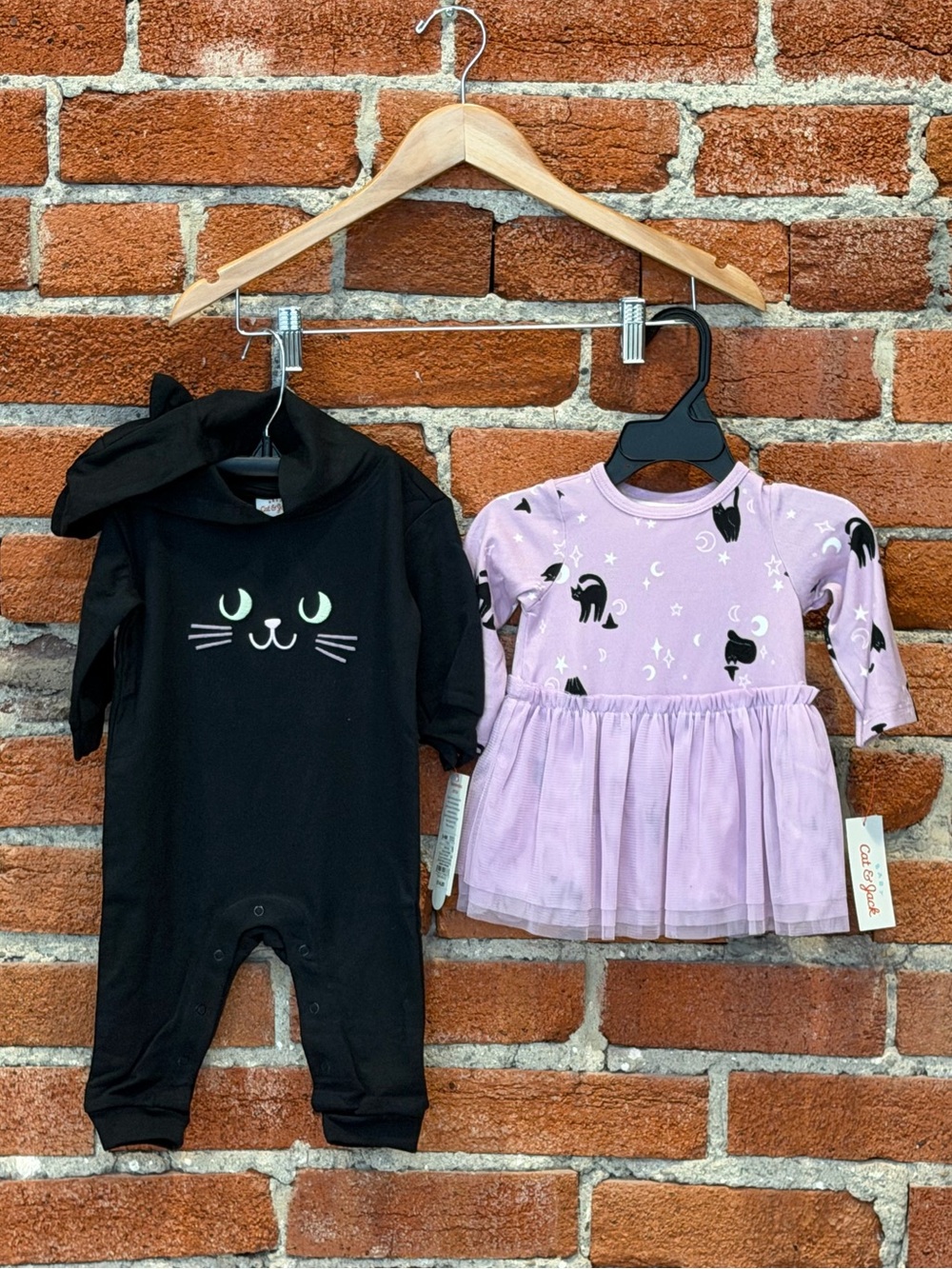 🖤💜 NWT Cat & Jack Halloween Baby Outfit Bundle  - Romper - Dress - Black Cat 💜🖤